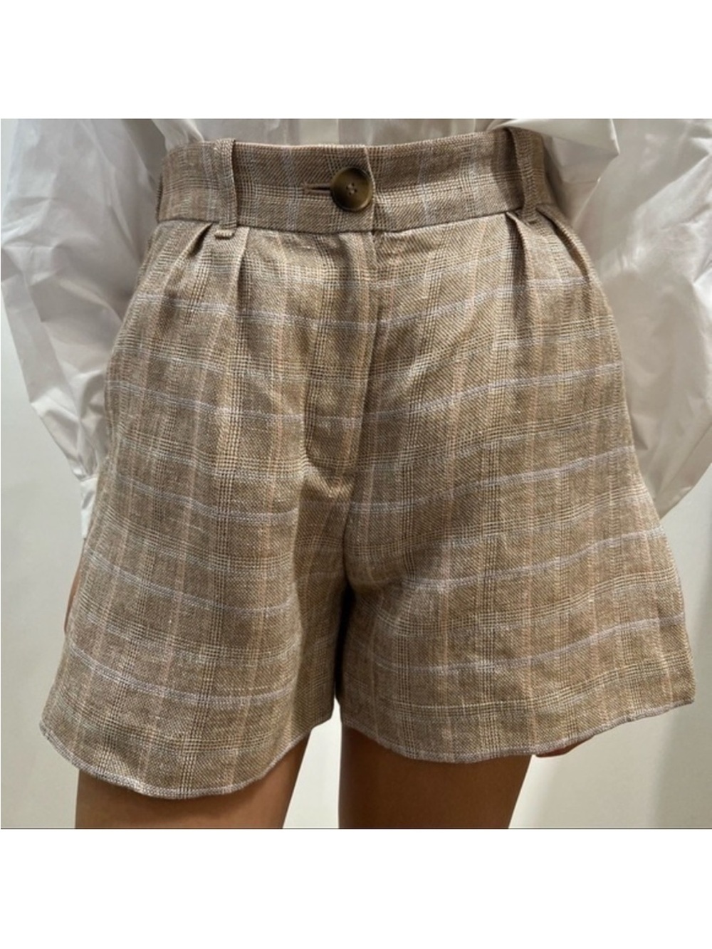 Maje Itrus Plaid High-Waisted
Shorts, S